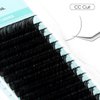 NATUHANA Round Eyelash Extensions 0.05mm CC Curl Russian Volume Lash 14mm Single Size Tray False Lashes Supplies,Classic Individual Lash Extensions 16Rows/Case Matte Black (14mm, black;0.05 CC)