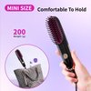 Doortian Mini Hair Straightening Iron with Built-in Comb for travel, Portable Hair Straightener Brush, Ionic Hot Comb Straightener for Women (Rose Gold)