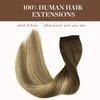 GOO GOO Wire Hair Extensions Human Hair, 3/8/613 Walnut Brown with Ash Brown and Bleach Blonde Balayage 14inch 75g, Invisible Wire Hair Extensions with Transparent, Seamless Fish Line Hairpiece