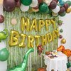 Dinosaur Birthday Decorations, Dinosaur Birthday Party Supplies for Boys Include Foil Dinosaur Balloons, Happy Birthday Balloons, Rain Curtain,Latex Balloons Arch Kit for Dino Jungle safari Party
