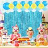 22Pcs Cartoon Baby Birthday Decorations, Aquamarine 3.3x8.2ft Tinsel Foil Fringe Curtains Banner and Cute Flowers Bubbles Balloons for Cute Theme Party Decorations Boys and Girls Party Supplies