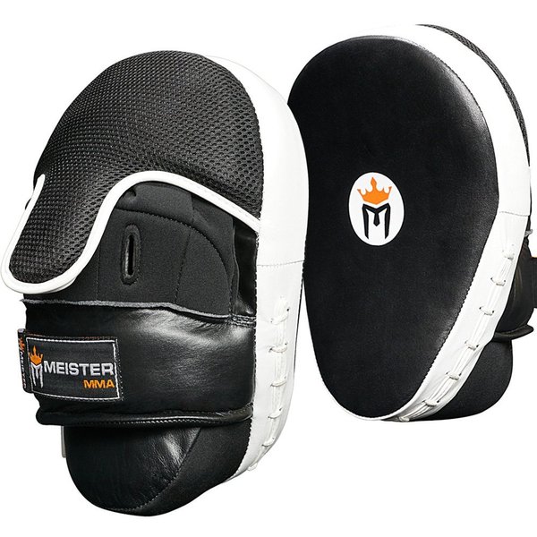 Meister Cowhide Leather Curved Focus Mitts w/Wrist Support (Pair)