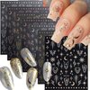 8 Sheets Star Moon Sun Nail Art Stickers Decals 3D Self-Adhesive Nail Art Decoration Decals Holographic Laser Design Star Nail Decals Moon Sun Nail Charms for Women and Girls DIY Acrylic Nail Art