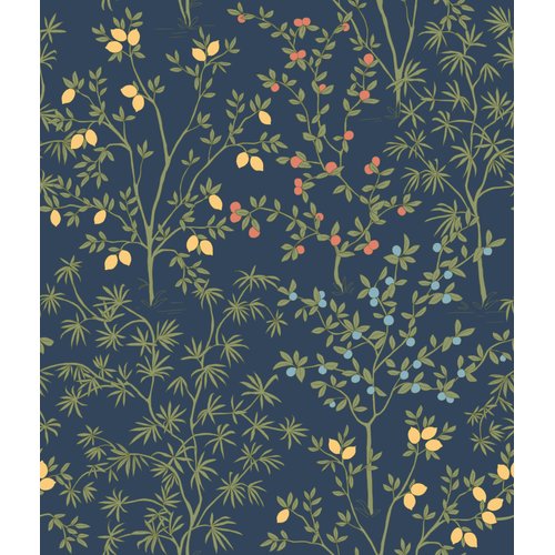 Erin & Ben Co. PSW1454RL Navy Lemon Grove Premium Peel and Stick Wallpaper,Blue