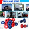 KOOTANS 80pcs Glad Hand Seals Rubber Truck Glad Hand Seal, Air Hose Glad Hands Grommets Round Gaskets for Semi Trucks Trailers Tractors, Parts Number 10028 (40pcs Red, 40pcs Blue)