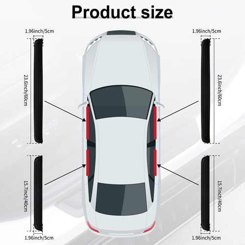 SINGARO Car Door Threshold Protection, 4PCS Door Edge Step Dust Shield Cover, Door Width 23.6x1.96inch Car/SUV Universal Rubber Scratch Resistant Exterior Accessories (Black)