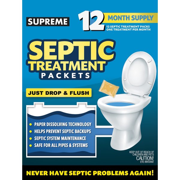 Septic Tank Treatment Packets -12 Month Supply of Dissolvable Septic Tank Treatment Packets - Use Septic Tank Treatment Packets Monthly