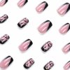 RikView French Tip Nails Square Press on Nails Medium Fake Nails Black Nails with Butterfly Design Glossy Nails 24 PCS