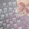 6pcs Cute Bow Nail Stickers for Women White Bow Nail Sticker Pink Bow Nail Decals for Nail Art Supplies 3D Nail Art Stickers Embossed Bow Stickers for Nails Bowknot Sticker Nails Stickers Nail Bows