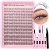 Goddvenus Wispy Lash Clusters Kit 11-16 mm Lash Extension Kit Cluster Eyelash Extension Natural Individual Lashes CD Curled Eyelash Clusters with Lash Bond and Seal and Lash Tweezers for DIY at Home