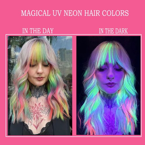 YIBABY 3 Colors Magical Semi Permanent Hair Dye, Glow in the Dark UV Neon Hair Gel Set, Light Washable Hair Color Comb Hair Makeup for Concert, Party, Halloween, Christmas (Blue+Pink+Purple, 3 PCS)
