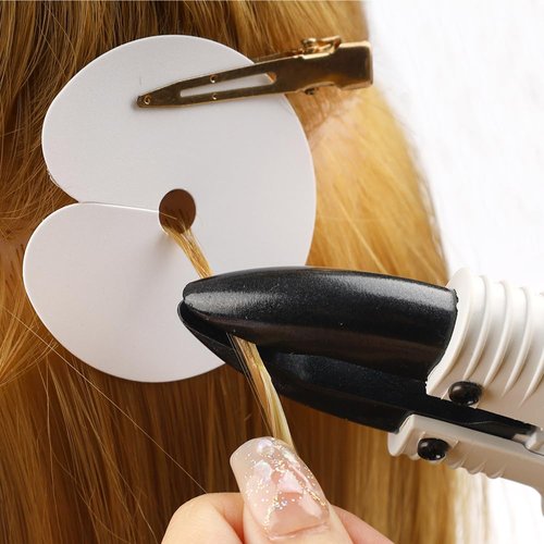GlamorDove Hair Extensions Heat Protector Shields 10PCS Thick Templates Heat Shield Guards for Hair Extension Bonding Keratin Hair Extension Tools
