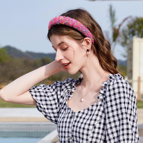 Totelux Sprinkle Candy Headband Rainbow Padded Wide Hair Bands Glitter Confetti Donut Hair Accessories for Women Girl Birthday Party Supplies