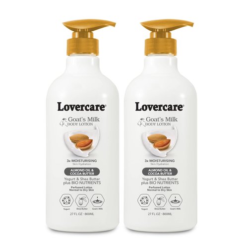 2-PACK Lovercare Goat Milk Body Lotion for Dry Skin Almond Oil & Cocoa Butter (800ml), 54.0 fluid_ounces