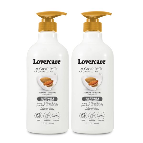 2-PACK Lovercare Goat Milk Body Lotion for Dry Skin Almond Oil & Cocoa Butter (800ml), 54.0 fluid_ounces