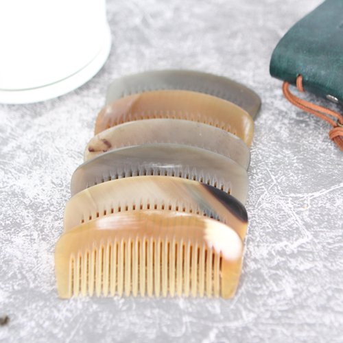 TAMAWIRE Natural Buffalo Horn Comb, Hair Comb, Anti Static Horn Comb, Beard Comb, Horn Fine Tooth Comb, Gift For Men Women Mom Wife Daughter, Birth Day (Style D)
