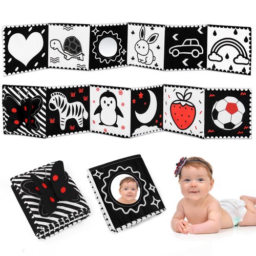 Black and White High Contrast Baby Toys,Baby Soft Books 0-6 Months,A Soft Baby Book for Brain Development in Newborns Aged 6-12 Months,Montessori Learning Toys for Infants Aged 0-3 3-6 Months
