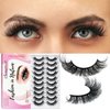 SONAFEEL Eyelashes Russian Volume Strip Lashes D Curl Mink Lashes Fluffy 20mm 10Pairs Curly Eyelashes Pack Dramatic Thick Lashes Look Like Extensions