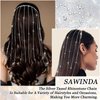 SAWINDA Sliver Head Chain Jewelry Tassel Rhinestone Headpiece Crystal Halloween Prom Costume Headband Accessories Wedding Bride Diamond Head Piece for Women Girls