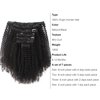 ABH AMAZINGBEAUTY HAIR Afro Curly Clip in Hair Extensions Real Human Hair 4A 4B Curly Clip ins for Black Women 120g 7 Pieces 17 Clips, #1B Natural Black 12 Inch