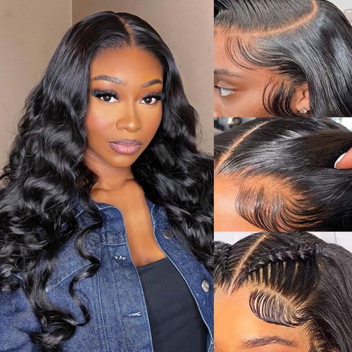 Qunali Body Wave Lace Front Wigs Human Hair 13x4 HD Lace Front Wigs Human Hair 180% Density Wigs For Women Lace Frontal Glueless Wigs Human Hair Pre Plucked With Baby Hair 22inch