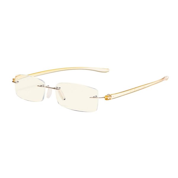 Eyekepper Blue Light Blocking Rimless Reading Glasses - Small Frameless Reader for Women with Yellow Arm +1.00