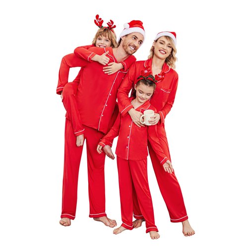 Ekouaer Pajamas for Men Family Holiday Matching Set Long Sleeve Sleepwear Soft Pjs Fleece Loungewear Men Gift(Men/Red,L)