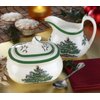Spode Christmas Tree Collection Sugar and Creamer Set | 16 oz Sugar Bowl with lid 8 oz Creamer | Made of Fine Earthenware | Ideal for Storing Coffee, Sugar and Tea | Dishwasher safe
