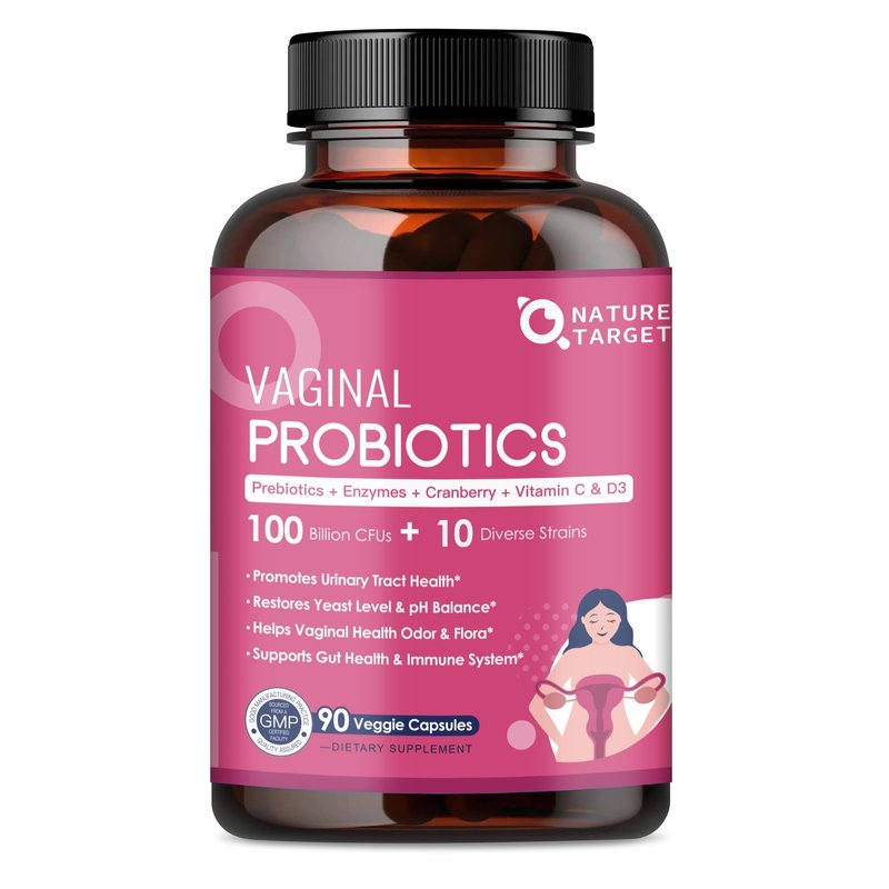 NATURE TARGET Vaginal Womens Probiotics, 100 Billion CFUs Probiotics & Prebiotics with Digestive ...