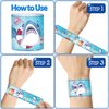 Lcnjscgo 74 PCS Shark Party Favors 24 Shark Slap Bracelets, 50 Shark Stickers Shark Birthday Party Decorations, Supplies, and Gifts for Kids, Classroom Rewards