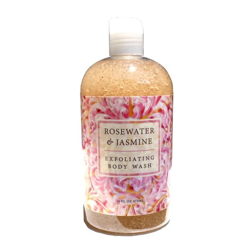 Greenwich Bay Trading Co. Exfoliating Scented Body Wash - Luxury Spa Quality, Shea & Cocoa Butter Enriched - 16 Ounce (Rosewater Jasmine)