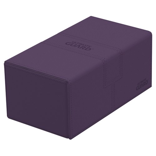 Ultimate Guard Flip 'n' Tray 200+, Deck Case for 200 Double-Sleeved TCG Cards +Dice Tray, Purple, Independent Magnetic Closure & Microfiber Lining