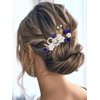 Jakawin Flower Bride Wedding Hair Comb Blue Crystal Bridal Hair Piece Bridal Hair Accessories for Women HC149 (Gold)