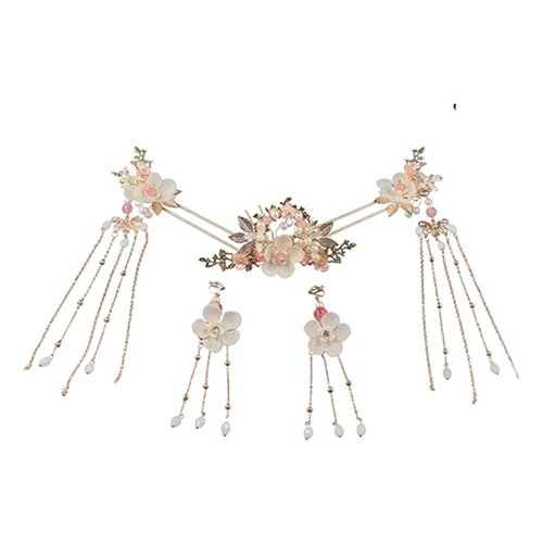 zaoalife Flower Tassels Hairpin, Crystal Rhinestone Pearl Hair Clips,Chinese Hair Stick Long Tassel Flowers Pearl Hair Pins Set,Vintage Hair Accessories(L)