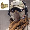 AOUTACC Airsoft Mesh Mask, Half Face Mesh Masks with Ear Protection for CS/Hunting/Paintball/Shooting (Mesh Ear, CP)