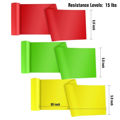 HAIBEI Resistance Bands Elastic Exercise Bands 3 Pack Physical Therapy Tension Band Recovery Band Workout Strength Training Bands for Women, Yoga, Arms,Upper Body and Shoulders (Red Yellow Green)