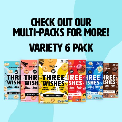 Protein and Gluten-Free Breakfast Cereal by Three Wishes (1-Pack) - High Protein and Low Sugar Snack - Vegan, Kosher, Grain-Free and Dairy-Free - Non-GMO (Honey)