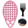 KOUPA Silicone Curly Hair Brush with Pick Comb, One Piece Twist Curl Comb for Afro Curls, Washable Hair Tool for Men Women, Pink