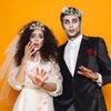 King Crown 2 Pcs Royal King Crown Metal Crystal Tiara Crown for Men Women Bridegroom Bride Princess for Wedding Halloween (Heart Style)