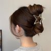Star Hair Clips,Hair Claw Clip,Metal Hair Claw Clips,Gold Star Hair Jaw Clamp Nonslip,Star Shape Claw Clips Sparkly Star Hairpin for Women Girls Thick Thin Hair Accessories