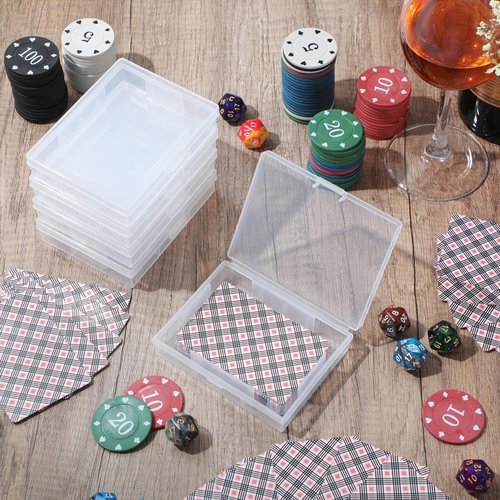 Skylety 12 Pcs Blank Playing Card Case, Clear Poker Card Box Snap Closed, Plastic Playing Game Card Storage Box Holder for Bank Card, Business Card, Suitable for 3.7x2.7 Inch Game Card