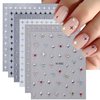 Star Nail Stickers for Nail Art, 3D Self Adhesive Nail Decals 6 Sheets Gold Silver White Black Nail Design Glitter Nail Art Stickers Cute Star Nail Art Accessories for Women DIY Nail Decorations