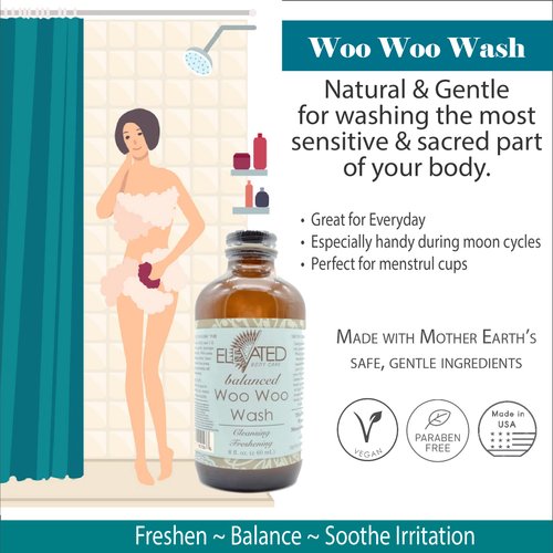 Taylors ELEVATED Woo Woo Wash - Natural Feminine Wash for Women Stay Fresh, Moisturized & Balanced | Glass or Aluminum Bottle | Made in USA! (Balanced, Glass 8oz)