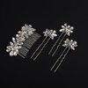 Teyglen Silver Rhinestone Wedding Hair Comb and Hair Pins Hair Accessories for Women Silver Crystal Side Comb Bridal Hair Piece Wedding Headpiece for Party Prom