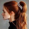 Fashey Beaded Hair Ties Crystal Hair Bands Elastic Ponytail Holders 3 Pcs Black Rhinestone Hair Tie Hair Accessories for Women