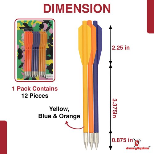 Armory Replicas™ - Replacement Archery Arrows for Crossbow - Assorted Pack of Dart Arrows Sports and Outdoor - Extra Aluminum Survival Arrow Red