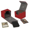 AEGIS GUARDIAN Card Deck Box for MTG, Commander Deck Box Hold 120+ Sleeved Cards, Leather Strong Magnet Card Deck Case Holder for Magic Cards TCG CCG, Red and Greay Ineer