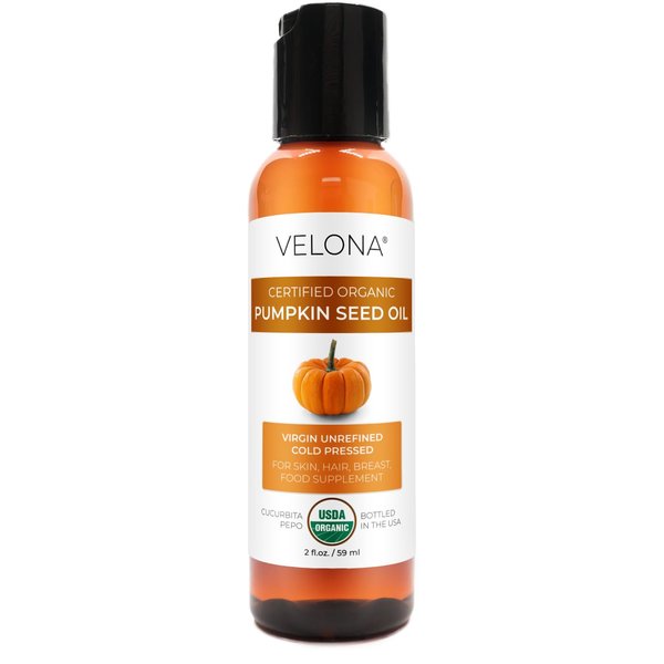 velona Pumpkin Seed Oil USDA Certified Organic - 2 fl oz | 100% Pure and Natural Carrier Oil | Unrefined, Cold Pressed | Cooking, Face, Hair, Body & Skin Care | Use Today - Enjoy Results