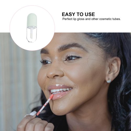 FOMIYES 10Pcs 5ml Cute Capsule Shaped Mini Lip Gloss Tubes Refillable Lip Balm Bottles Clear Empty Lip Balm Containers Plastic Lipstick Tube with Wands for DIY Cosmetics Green
