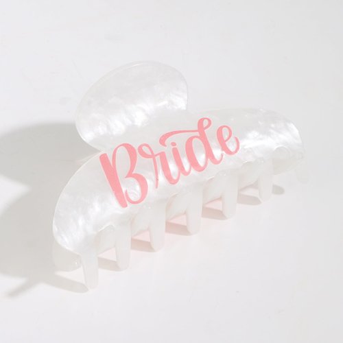 Bride Claw Clip, CIEHER 1 Pack White Pink Bride Hair Clips for Bachelorette Party Decorations Bridal Shower, Bride Clip Bachlorette Gifts for Bride Accessories